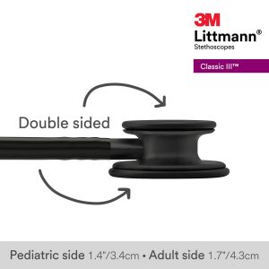 3M Littmann Classic III Monitoring Stethoscope, 5803, More Than 2X as Loud, Weighs Less, Stainless Steel Black-Finish Chestpiece, 27" Black Tube, Stem and Headset
