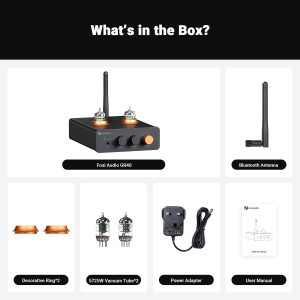 Fosi Audio GR40 Preamplificador de tubo con DAC, amplificador de auriculares estéreo de 0.138 in audio para el hogar para altavoces activos/auriculares, preamplificador convertidor de audio digital a