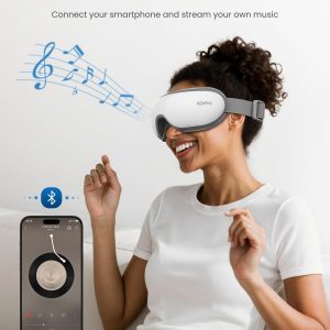RENPHO - Masajeador de ojos con calor, masajeador de calor recargable con música Bluetooth para relajar y reducir la tensión de los ojos, ojeras y bolsas de los ojos, mejora el sueño, regalos familiares ideales (blanco)