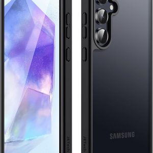 JETech Funda mate para Samsung Galaxy A55 5G, esmerilada translúcida trasera protectora delgada cubierta protectora delgada para teléfono, antihuellas (negro)