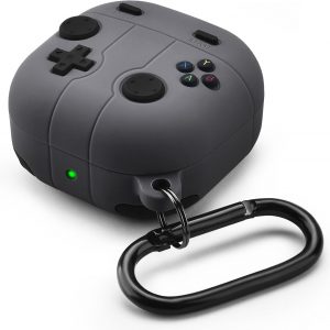 KOREDA Compatible with Samsung Galaxy Buds FE/Galaxy Buds 2 Pro/Buds Pro/Buds 2 Case, Cute Funny Cool Game Player Design Silicone Protective Case (Gray)