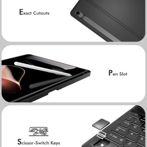 Doohoeek Funda de teclado para Samsung Galaxy Tab S10 Lite de 10.9 pulgadas 2025 / S10 FE / S9 FE / S9, teclado Bluetooth con trackpad y retroiluminación de 7 colores y soporte para cubierta de