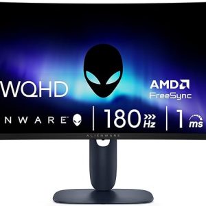 Monitor gaming curvo Alienware de 34 pulgadas – AW3425DWM - Pantalla WQHD de 34 pulgadas 180Hz 1ms, 1500R, AMD FreeSync Premium, VESA AdaptiveSync.