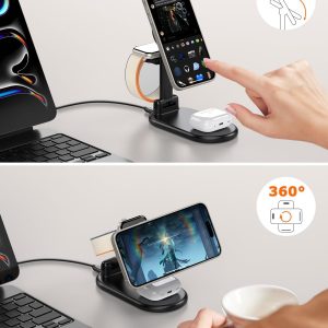 Cargador inalámbrico magnético Mag-Safe 3 en 1, estación de carga inalámbrica plegable de 15 W máximo para iPhone 17/16/15/14/13/12, cargador de viaje rápido para múltiples dispositivos, iWatch