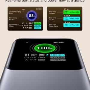 UGREEN Nexode Power Bank 20000mAh 165W with Built-in USB C Cable Laptop Travel Portable Charger, 100W Input, Fast Charging for MacBook Pro/Air/iPhone 17/16/iPad Pro/Galaxy S25 Ultra/Dell/HP and More