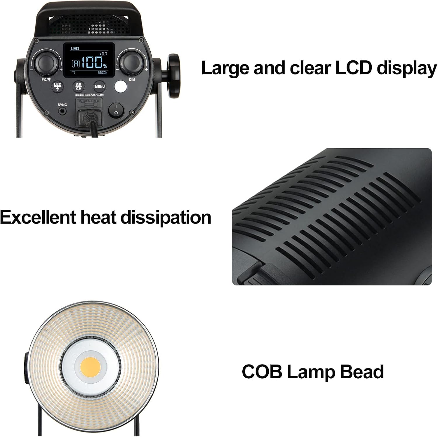 Godox FV150 150W 2.4G Flash LED Light, 1/8000s High Speed Sync, CRI96+, TCLI 96+, 12000LUX, 5600K±200K, Built in 8 FX Special Effects Modes, Compatible for Canon, Nikon, Sony, Olympus,Panasonic, Pent