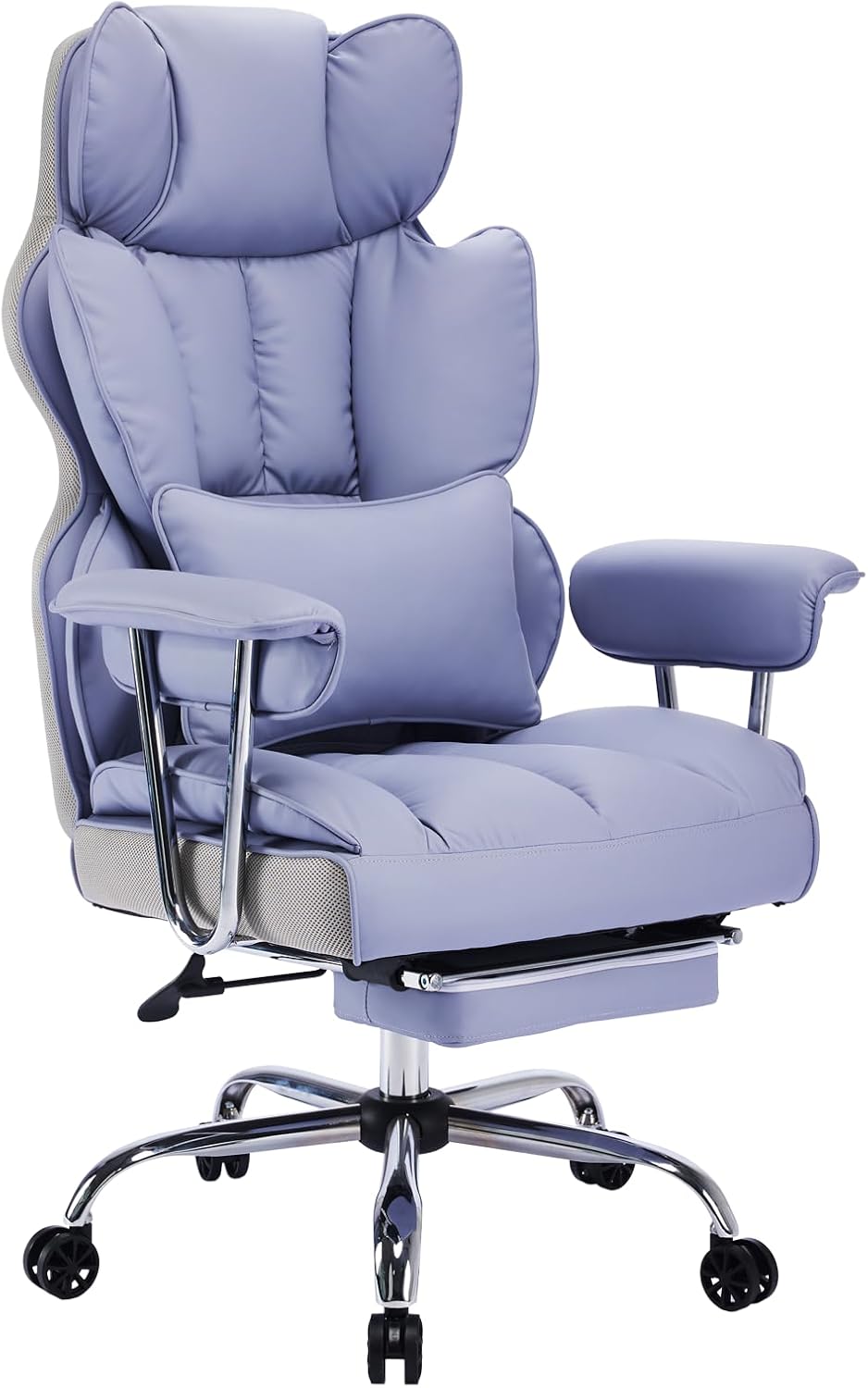 Efomao - Silla ejecutiva de escritorio para oficina, con reposapiés, soporte lumbar y capacidad de carga hasta 400 libras, silla de computadora grande y alta de cuero sintético, morado