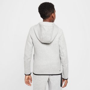 Nike Sportswear Tech Fleece - Sudadera con capucha de cremallera completa para niños grandes (HV5867-063, Gris Oscuro Jaspeado/Gris Oscuro Jaspeado) Talla Grande