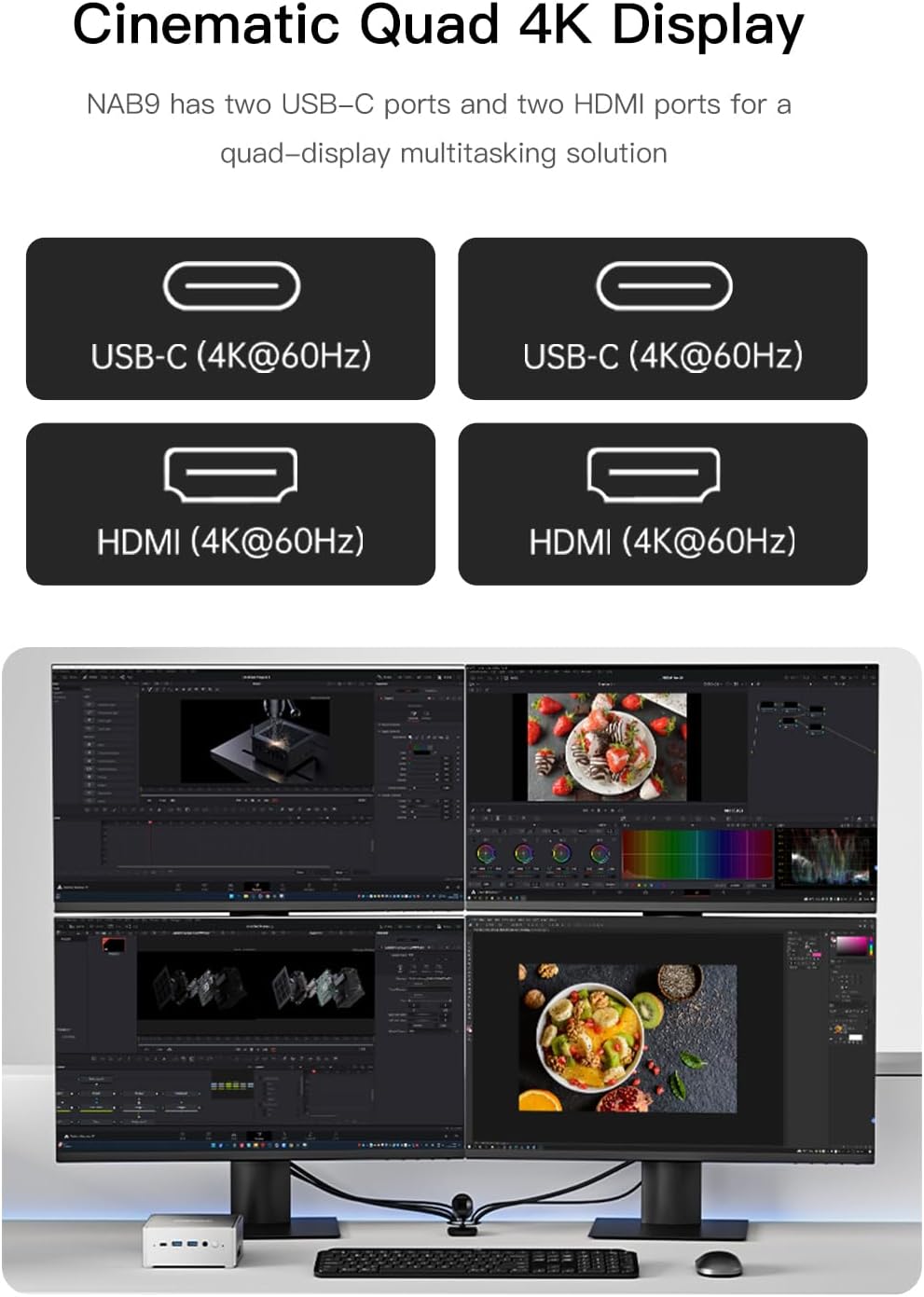 MINISFORUM Venus Series NAB9 Mini PC Barebone Intel Core i9-12900HK(14C/20T), Mini Desktop Computer Without RAM/SSD/OS, 2X HDMI+2X USB-C 4K@60Hz Output, 2X 2.5G LAN, 4X USB3.2 Small Computer (Renewed)