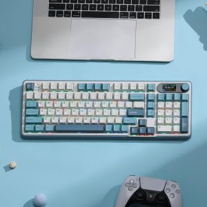 RK ROYAL KLUDGE S98 Teclado mecánico con pantalla inteligente y perilla, teclado mecánico inalámbrico de montaje superior 96% BT/2.4G/USB-C, intercambiable en caliente, soporte de software, sonido
