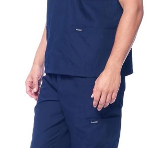 Dagacci Scrubs for Men Set - V-Neck Scrub Top and Cargo Pants - 8 Pockets Men Scrubs Set