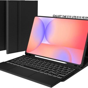 Doohoeek Funda de teclado para Samsung Galaxy Tab S10 Lite de 10.9 pulgadas 2025 / S10 FE / S9 FE / S9, teclado Bluetooth con trackpad y retroiluminación de 7 colores y soporte para cubierta de