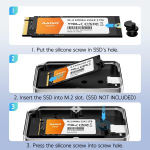 MAIWO Screws Kit for M.2 SSD Mounting on External Enclosure, Silicone Plug Rubber Fastener for Fixing M.2 NVMe SATA mSATA AHCI 12+16pin MacBook SSD into Reader Adapter Case (10PCS)