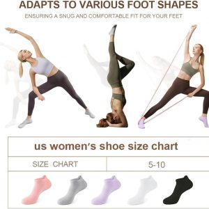 5 pares de calcetines de pilates con agarres para mujeres antideslizantes calcetines crew de yoga para barre hospital entrenamiento descalzo