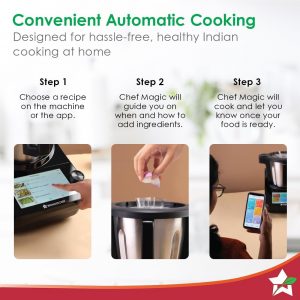 Wonderchef Chef Magic | Robot de cocina todo en uno para cocina india e internacional | Cortar automático, saltear, revolver, amasar... | Aplicación móvil | Recetas del chef Sanjeev Kapoor | Garantía