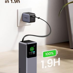 UGREEN Nexode Power Bank 20000mAh 165W with Built-in USB C Cable Laptop Travel Portable Charger, 100W Input, Fast Charging for MacBook Pro/Air/iPhone 17/16/iPad Pro/Galaxy S25 Ultra/Dell/HP and More
