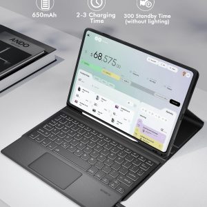 Doohoeek Funda de teclado para Samsung Galaxy Tab S10 Lite de 10.9 pulgadas 2025 / S10 FE / S9 FE / S9, teclado Bluetooth con trackpad y retroiluminación de 7 colores y soporte para cubierta de