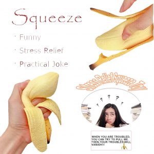 Banana Squishies Stress Relief Soft Scented Simulation Bananas Fruit Squeeze Toys Cute Birthday Gift Novelty Toy for Kids (Yellow Banana)