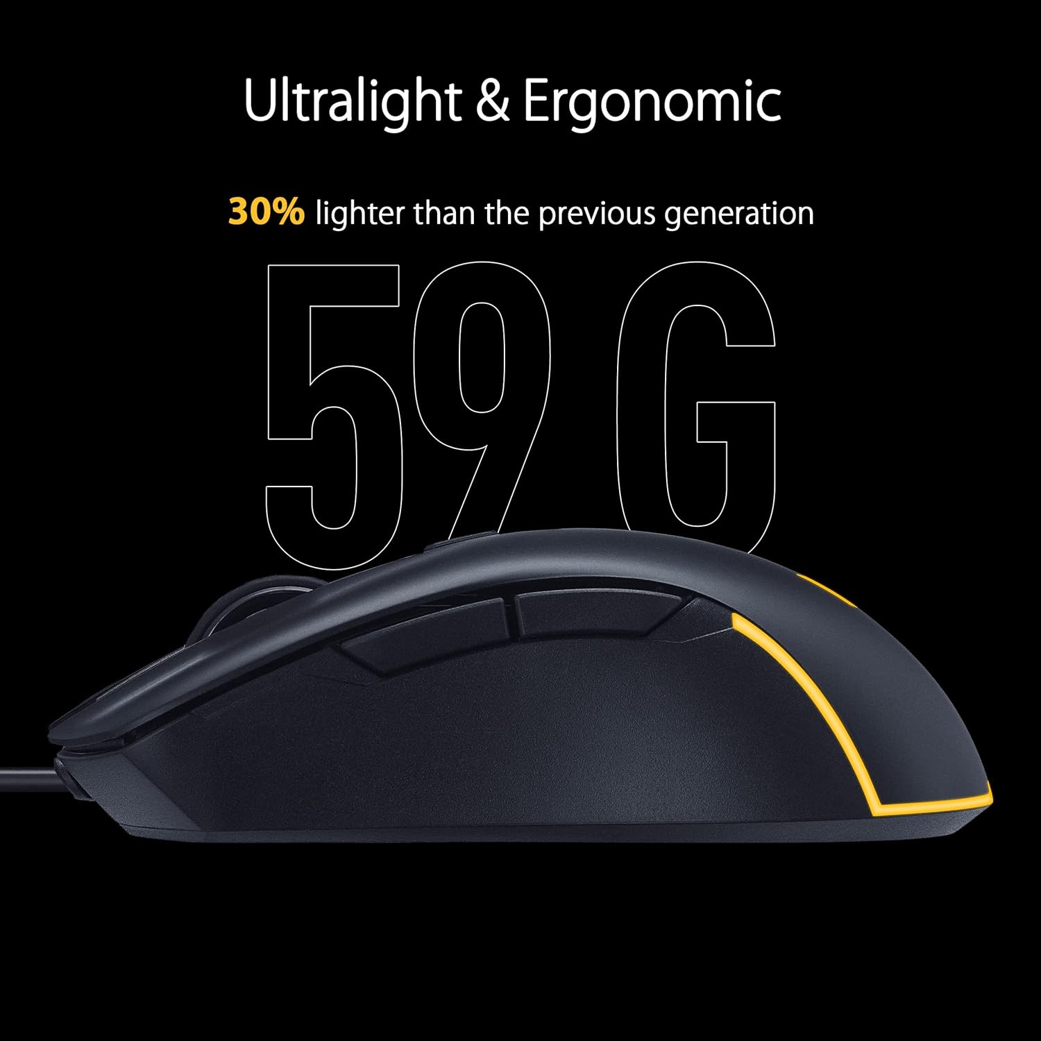 ASUS TUF Gaming M3 Gen II - Ratón USB con cable para juegos, ergonómico para diestros, ligero de 2.08 oz, 8K DPI, resistencia al polvo y al agua IP56, protección antibacteriana, 6 botones programables, soporte para PC/Mac, color negro
