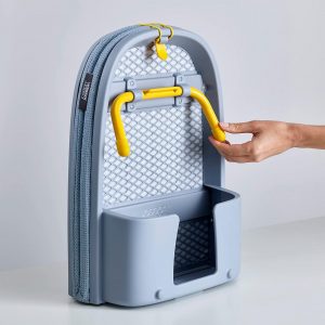 Joseph Joseph Tabla de planchar plegable de bolsillo con soporte para plancha y montaje en pared, compacta para ahorro de espacio, Gris/Amarillo