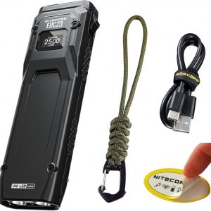 Nitecore EDC23 EDC Flashlight, 2500 Lumen Ultra-Slim Flat Shape USB-C Rechargeable Fast Charging with Digital OLED Display, Mechanical Lock Switch