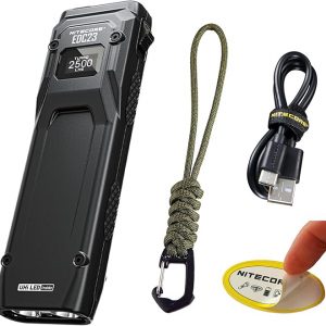 Nitecore EDC23 EDC Flashlight, 2500 Lumen Ultra-Slim Flat Shape USB-C Rechargeable Fast Charging with Digital OLED Display, Mechanical Lock Switch