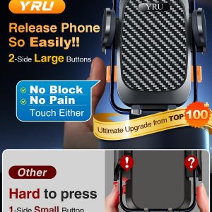 YRU True Military-Grade [360° Rotation Suction] 2026 Ultimate Car Phone Holder Mount 【90+LBS Safest Strongest & Patent Certs】 Dashboard Windshield Vent for iPhone 17 16 Pro Max Samsung, Gloss Black