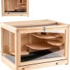 Hamster Cage Wooden Chew Proof, Large Hamster Cages and Habitats, Openable Top with Acrylic Sheets, Solid Built Small Animal Cage,Easy to Assemble