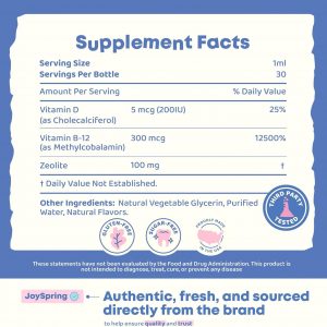 JoySpring LingoLeap - Fórmula líquida para niños con zeolita clinoptilolita, B12 metilada y vitamina D3 | Apoyo diario suave para el bienestar de los niños | A partir de 3 años | (1 onza líquida) 30