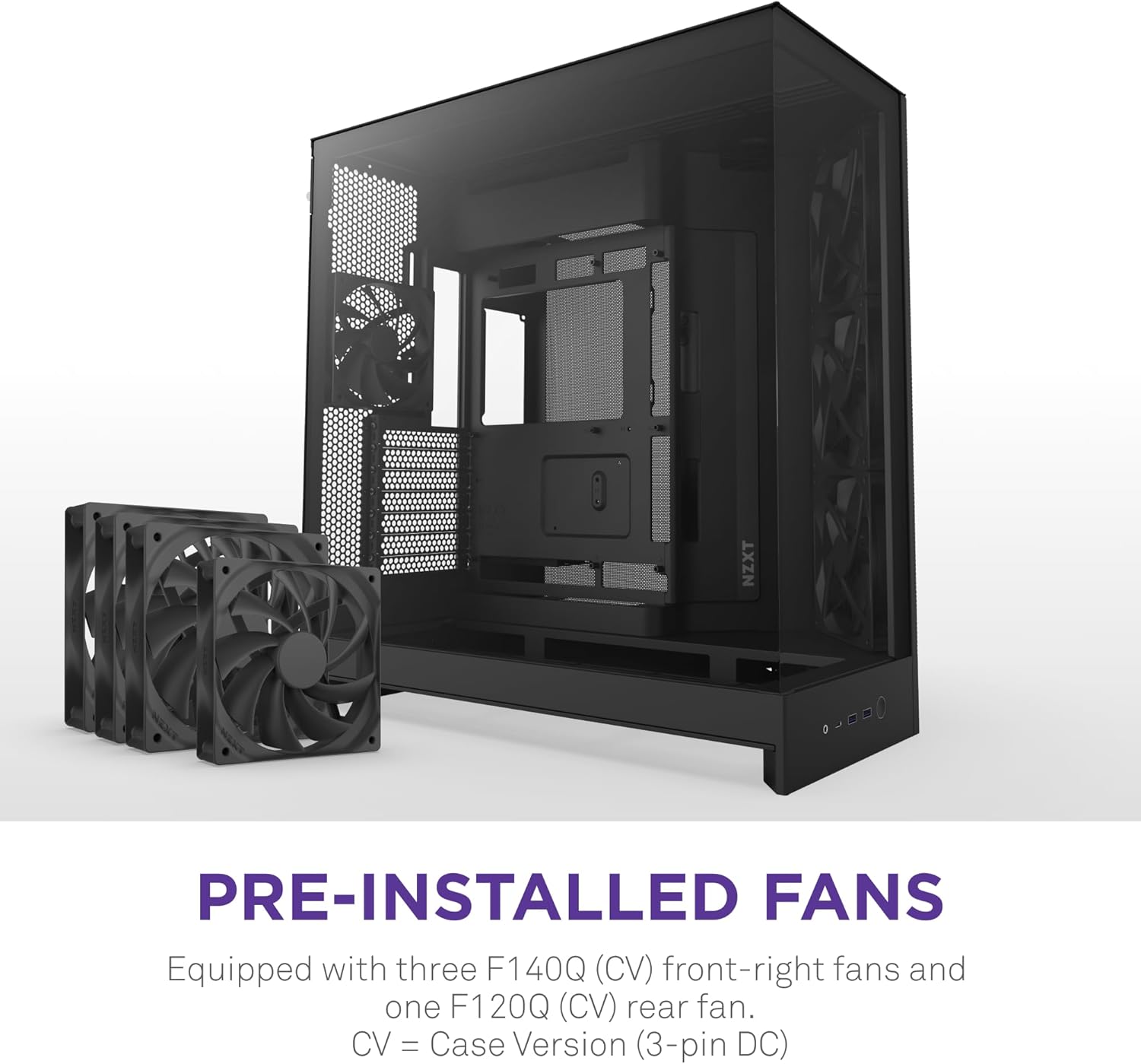 NZXT H9 Flow (2025) – Large Dual-Chamber ATX Mid-Tower Airflow PC Case – Includes 3 x 140mm & 1 x 120mm Fans – 420mm Radiator Support – Tempered Glass – Back-Connect Ready – Black