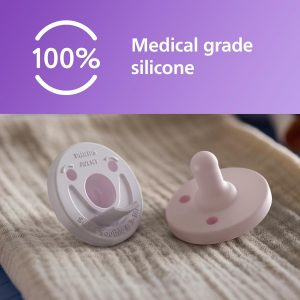 Philips Avent Soothie Orthodontic Baby Pacifiers, 100% Silicone Pacifiers, One Piece, BPA-Free, for Babies 3-18 Months, 2 Lilac and 2 Pink, 4 Pack, Model SCF192/70