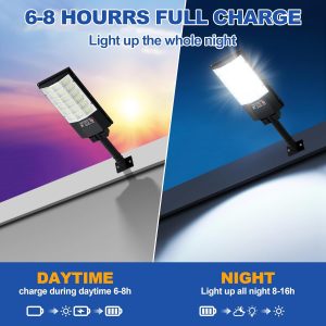 TFKK Solar Street Lights Outdoor, Waterproof Motion Sensor Solar Lights with Remote Control, 6500K Dusk to Dawn Parking Lot Flood Light for Outside Garage Yard, 8 Pack