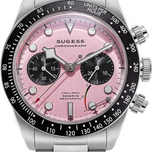 Sugess BB Chrono S457.P Reloj de movimiento mecánico ST1907 con cristal de zafiro abovedado de 328.1 ft para hombre, plateado, Reloj deportivo