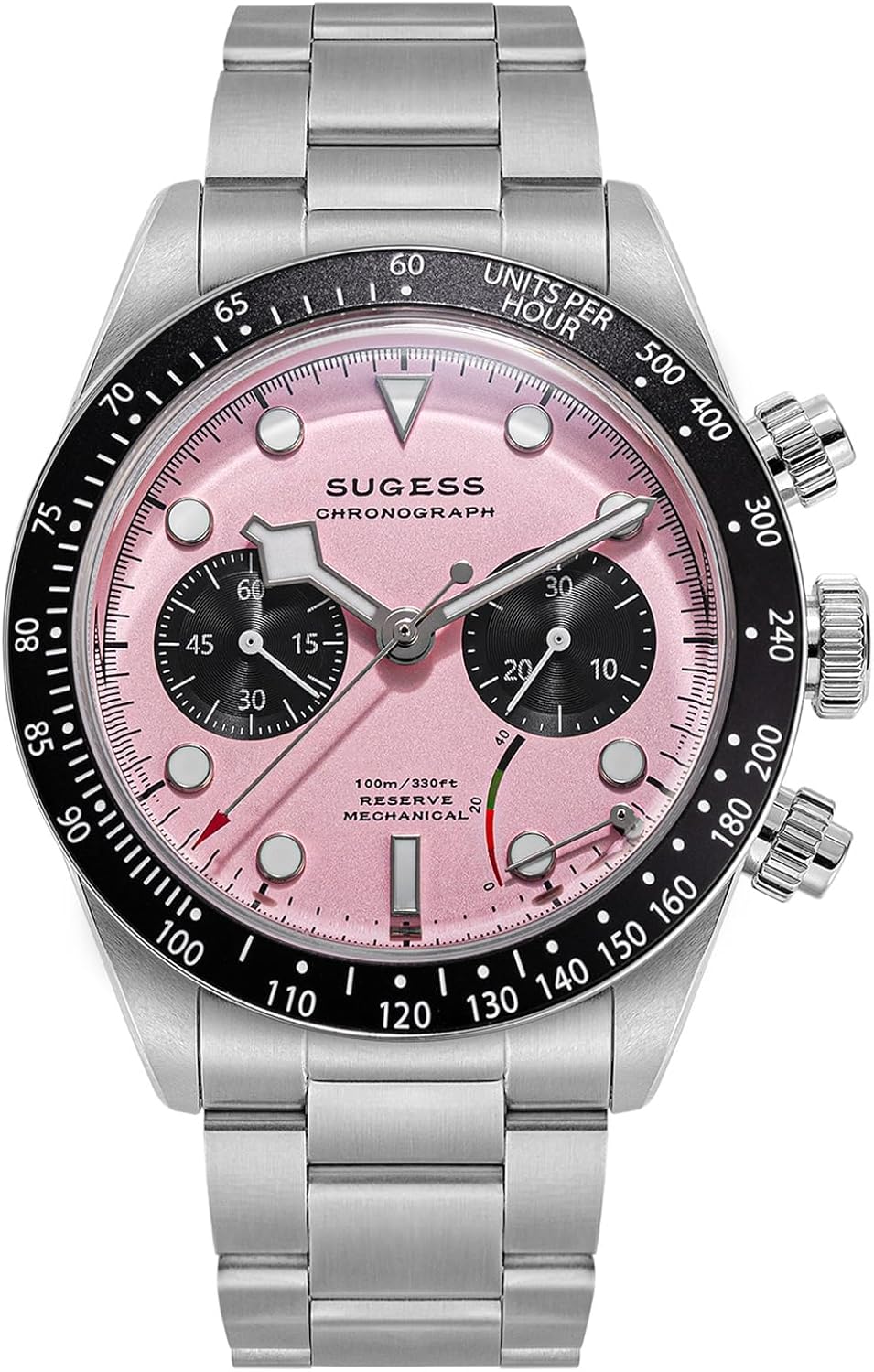 Sugess BB Chrono S457.P Reloj de movimiento mecánico ST1907 con cristal de zafiro abovedado de 328.1 ft para hombre, plateado, Reloj deportivo