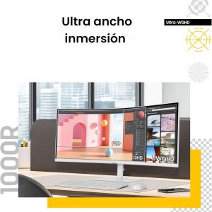 Samsung Monitor de computadora curvado ViewFinity (S65TC) de 34 pulgadas serie Ultra-WQHD 1000R, HDR10, 100Hz, AMD FreeSync, Thunderbolt 4, soporte ajustable en altura, altavoces incorporados, cuidado