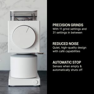 Fellow Gen 2 Ode Burr Coffee Grinder Electric with 31 Settings for Drip, French Press & Cold Brew - Small Footprint Electric Grinder - Matte White
