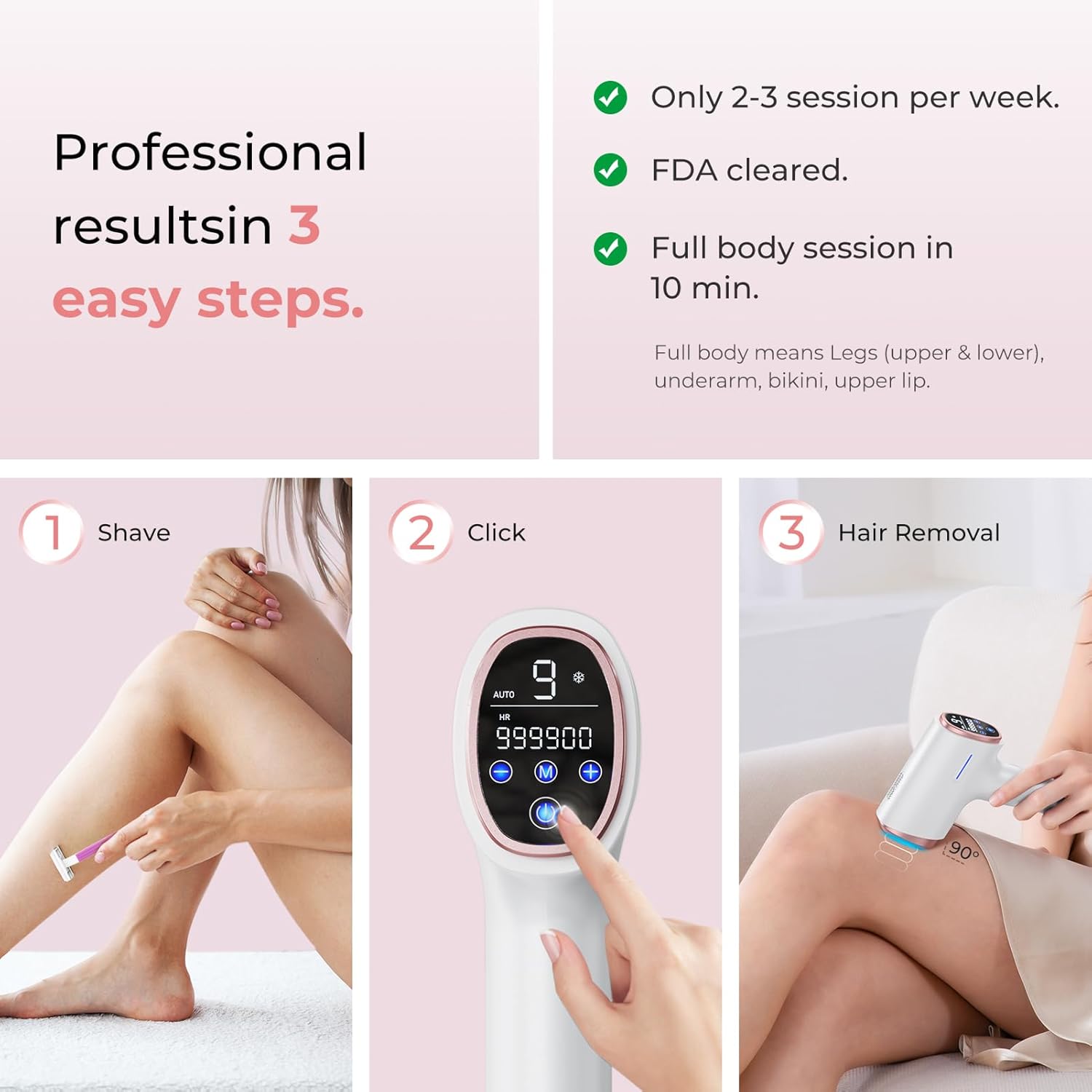 Ubroo IPL Laser Hair Removal Device - 41°F Ice Cooling Painless Laser for Women Men, Face Body Bikini, 21J Energy, 96% Hair Reduction, At-Home Professional Results