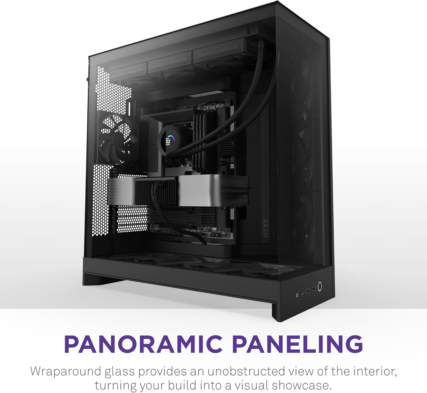 NZXT H9 Flow (2025) – Large Dual-Chamber ATX Mid-Tower Airflow PC Case – Includes 3 x 140mm & 1 x 120mm Fans – 420mm Radiator Support – Tempered Glass – Back-Connect Ready – Black