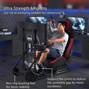 Runboll Racing Simulator Cockpit with Monitor Mount Fits for Logitech G923/G29/G920, Fanatec, Thrustmaster, and PXN, Adjustable Driving Simulators Without Handbrake, Pedals, Shift and Monitor