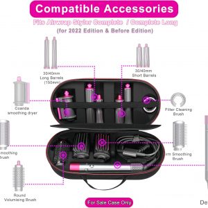 RLSOCO Hard Case for Dyson Airwrap Complete Long/Complete Styler HS08 HS05 HS01,NOT for Dyson Airwrap i.d. - Fits 4pcs Long Barrels or Short Barrels - Black (Case Only,Hair Styler is not Included)