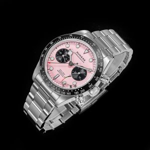 Sugess BB Chrono S457.P Reloj de movimiento mecánico ST1907 con cristal de zafiro abovedado de 328.1 ft para hombre, plateado, Reloj deportivo