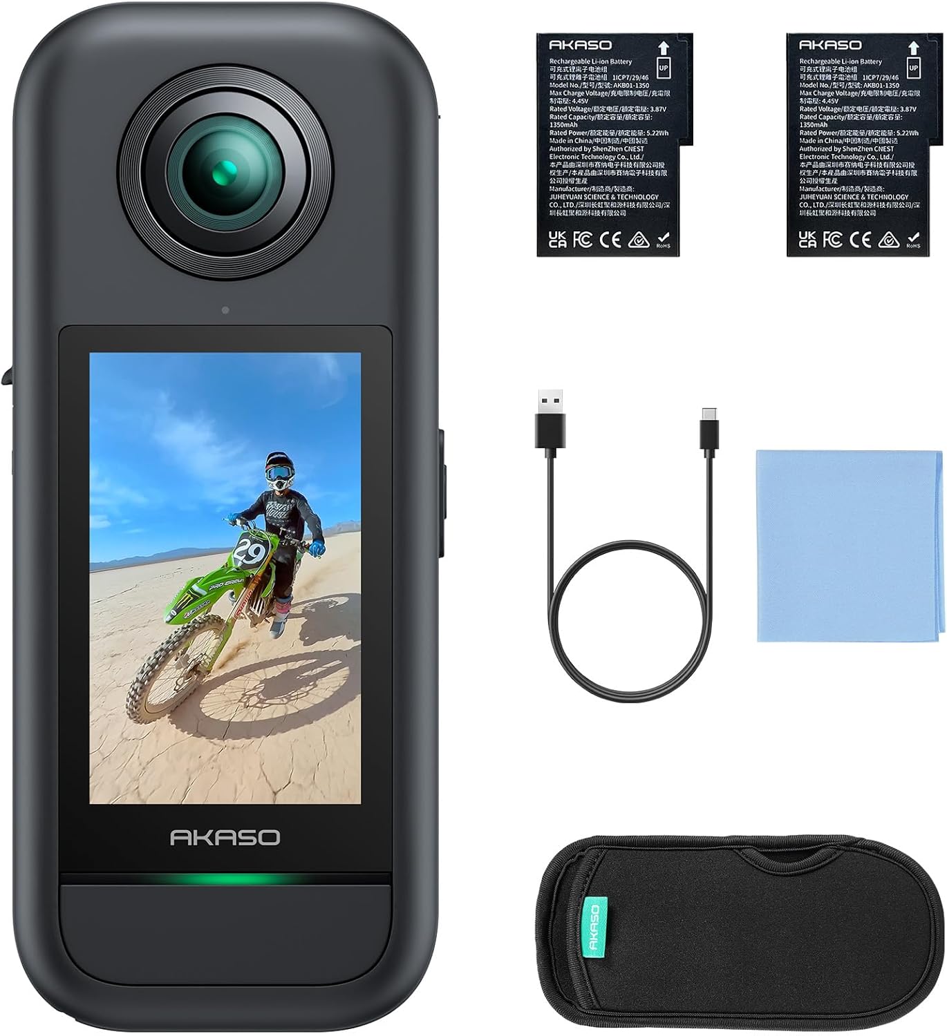 AKASO 360 Cámara de acción a prueba de condiciones climáticas 360° - Video 360 de 5.7K con sensores de 1/2 pulgada 48 MP, foto 360 de 72 MP, 360-SuperSmooth, pantalla táctil de 2.29 pulgadas, efecto