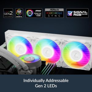 ARCTIC Liquid Freezer III Pro 360 A-RGB (White) - AIO CPU Cooler, 3 x 120 mm Water Cooling, 38 mm Radiator, PWM Pump, VRM Fan, AMD AM5/AM4, Intel LGA1851/1700 Contact Frame - White