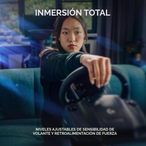 Logitech G923 - Volante de carreras y pedales, TRUEFORCE hasta 1000 Hz de retroalimentación de fuerza, volante de juego para PS5, PS4, PC, Mac, de cuero genuino - Negro