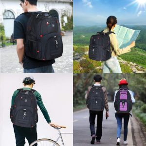 SHRRADOO Mochila de viaje extra grande para laptop de 50L con puerto de carga USB, mochila de universidad y escuela secundaria aprobada por aerolíneas, bolsa de trabajo empresarial que cabe