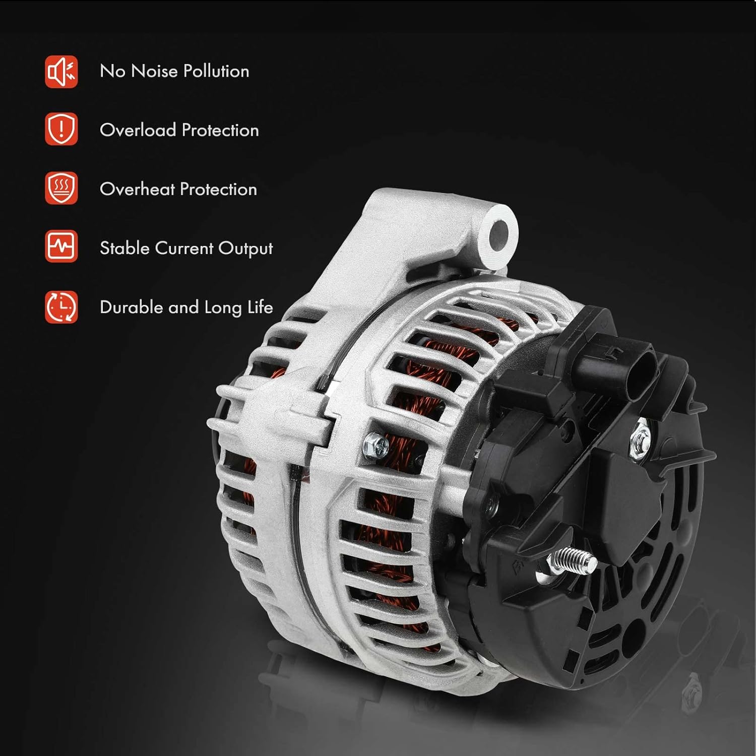 A-Premium Alternador compatible con Mercedes-Benz C240 01-05, C32 AMG, C320, SLK32 AMG, SLK320, CLK320, ML320, ML350 y Chrysler Crossfire, polea de 6 ranuras de 12V 120A CW, reemplazo # 0124515055 6,