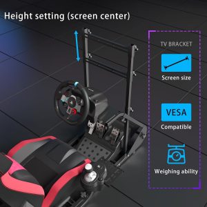 Runboll Racing Simulator Cockpit with Monitor Mount Fits for Logitech G923/G29/G920, Fanatec, Thrustmaster, and PXN, Adjustable Driving Simulators Without Handbrake, Pedals, Shift and Monitor