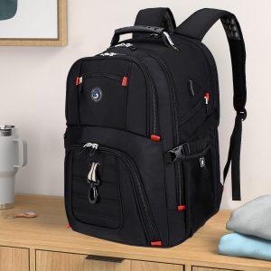 SHRRADOO Mochila de viaje extra grande para laptop de 50L con puerto de carga USB, mochila de universidad y escuela secundaria aprobada por aerolíneas, bolsa de trabajo empresarial que cabe