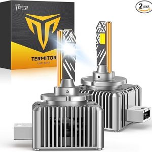Termitor D3S Bulbs, 50,000LM Ultra Bright, 6500K Cool White, IP68 Waterproof, 1:1 D3S Original HID Size Direct, Plug and Play Installation, Long Lasting Performance, Pack of 2