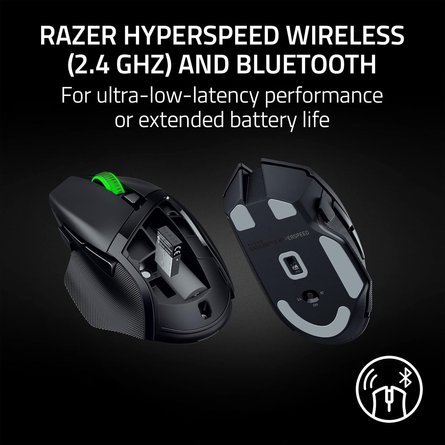 Razer Basilisk V3 X HyperSpeed Customizable Wireless Gaming Mouse: Mechanical Switches Gen-2-5G Advanced 18K Optical Sensor - Chroma RGB 9 Programmable Controls 535 Hr Battery Classic Black